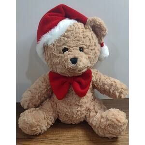 Joann J Bear Plush Stuffed Animal Red Bow Santa Hat 2020 B12